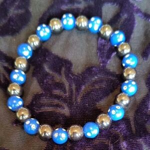Lazuli Beaded Stretch Bracelet Black & Blue